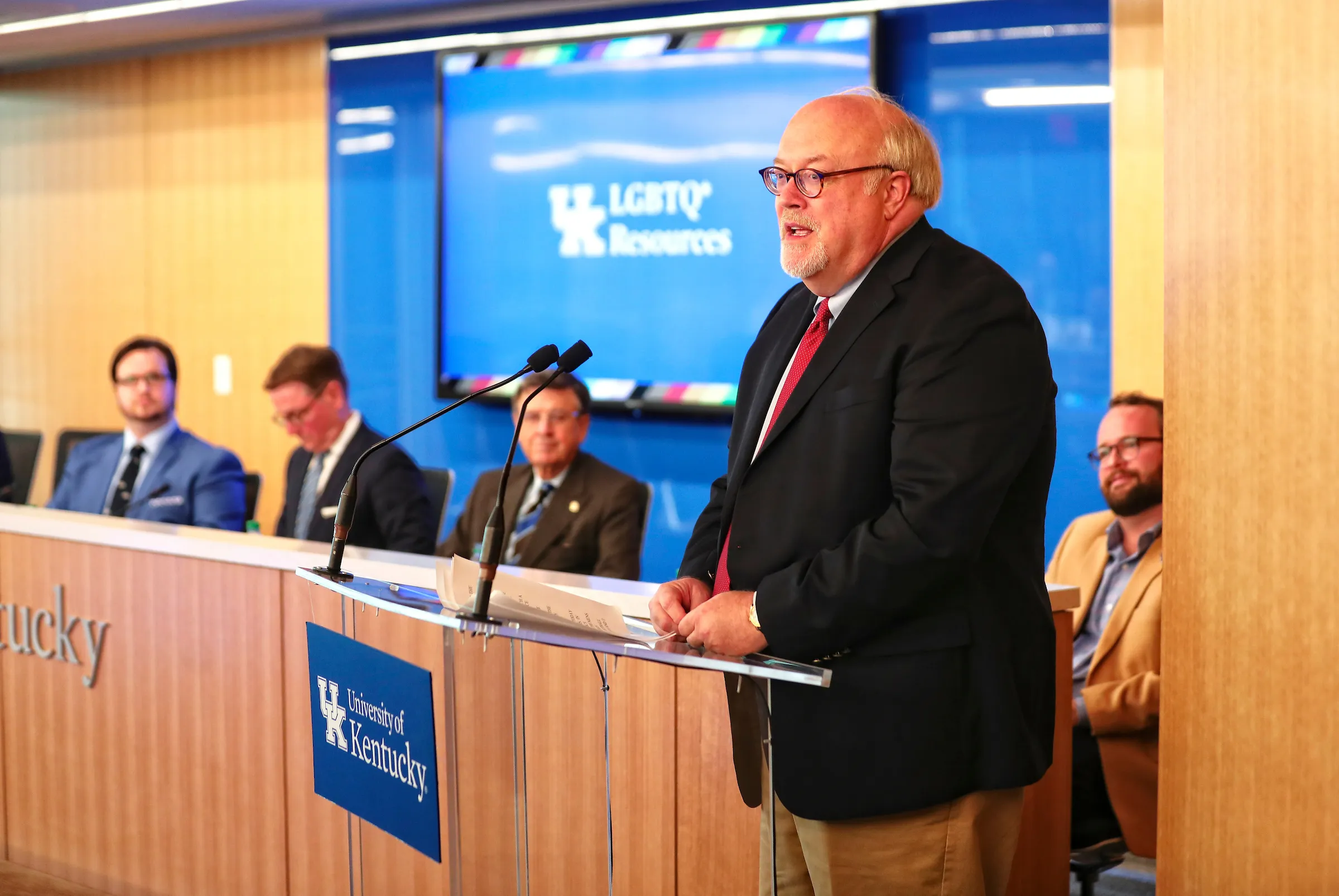 UK alumnus Jim Dinkle at the dedication of the Dinkle-Mas Suite for LGBTQ* Resources. Mark Cornelison | UK Photo.