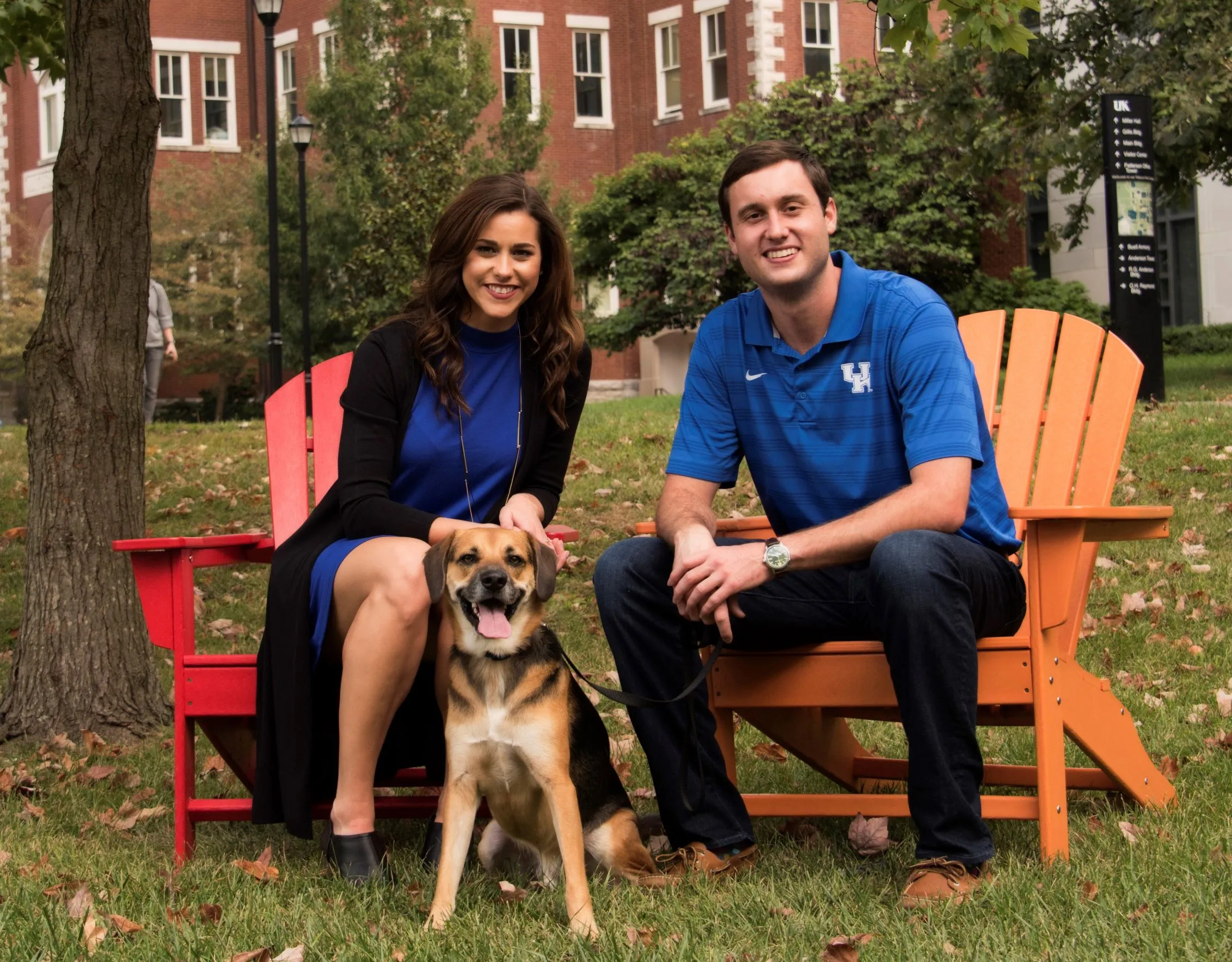 Lauren and Michael Gorrell with their dog Ralph on the UK campus.