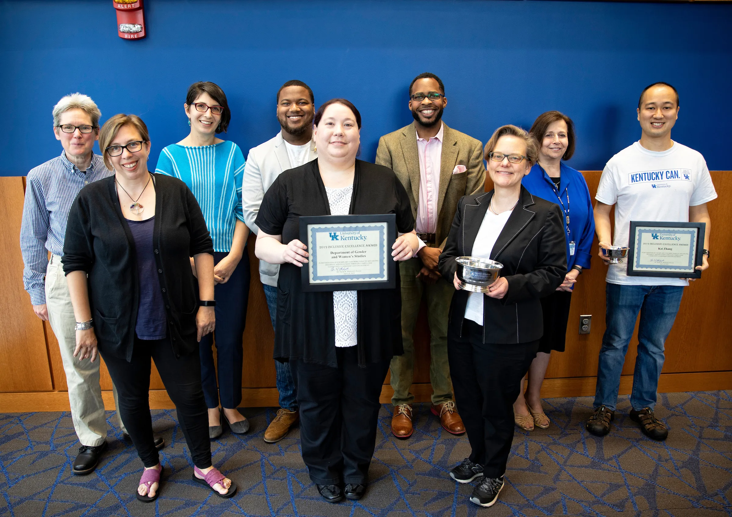 Back row L to R: Ellen Riggle, Cristina Alcalde, Brandon Colbert, Corey Baker, Janice Kuperstein, Kai Zhang. Front row L to R: Melissa Stein, Michelle, Del Toro, Carol Mason. Mark Cornelison | UK Photo.