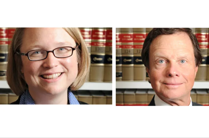 Attorneys Elizabeth Woodford (left) and Tom Miller.