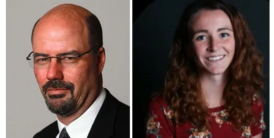 James Pilcher, investigative reporter at the Enquirer and journalist-in-residence at UK, and Sarah Brookbank, a Cincinnati Enquirer reporter and 2015 graduate of the UK School of Journalism and Media.