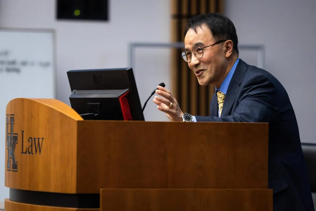 Dr. Kyu Ho Youm speaks during the State of the First Amendment Address on Thursday, Nov. 2, 2023, <a href=