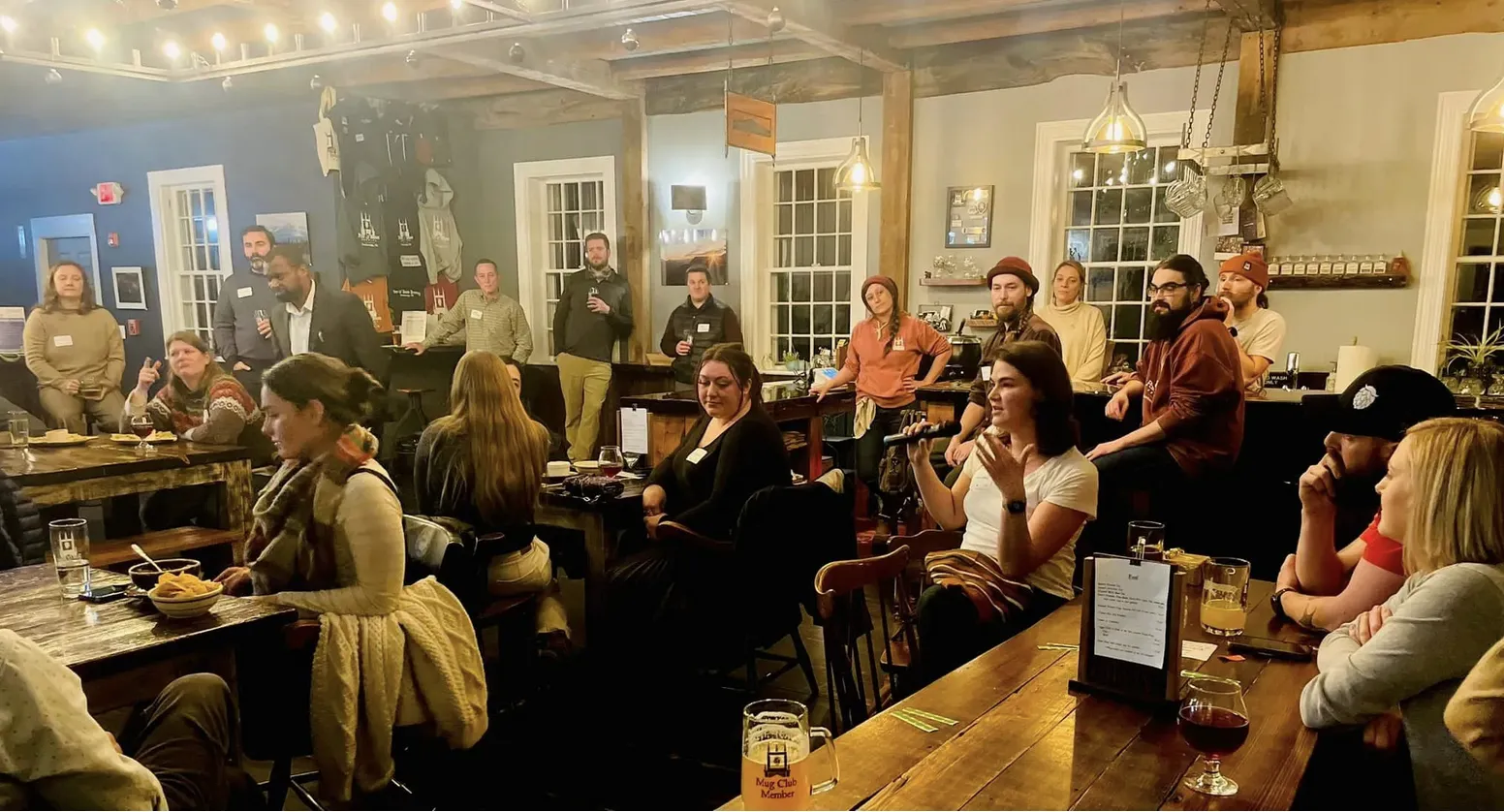 Stay Work Play NH's Policy and Pints series at Post and Beam Brewing. (The Daily Yonder photo)