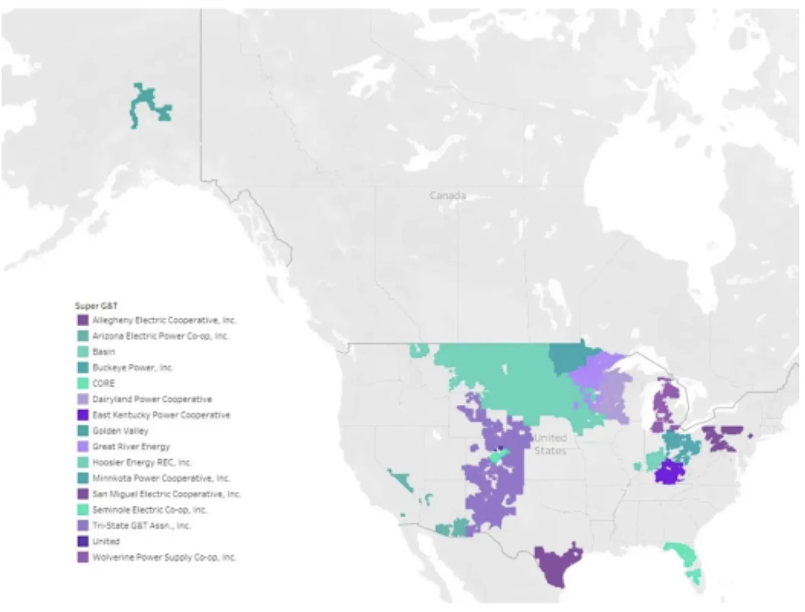 Map indicating the wide geographic reach of the co-ops awarded funding. (Map by Jeremy Fisher, Sierra Club Law)