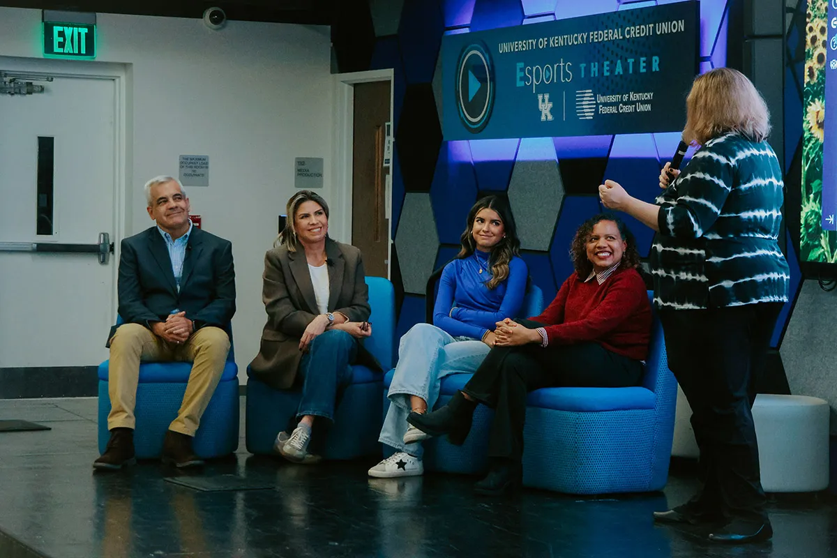 Left to right: Venezuelan journalists Jose Carroz, Lorena Criollo, daughter Sofia, translator Mei Rivas Estanga, Allyson DeVito