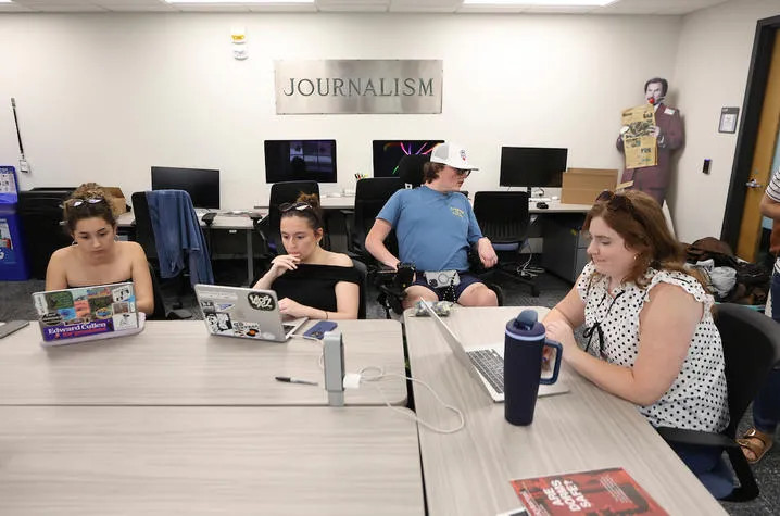 Brayden Scott works in the Kentucky Kernel newsroom at Pence Hall. Mark Cornelison | UK Photo