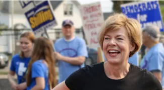 Tammy Baldwin campaigning in the Badger state.