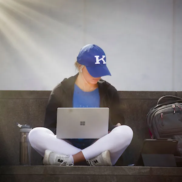 Student on Steps