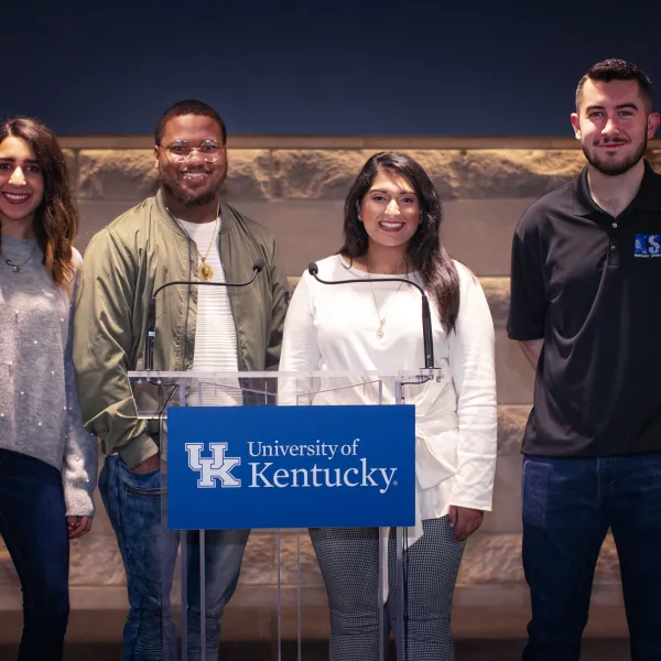 From left: Sofia Gonzalez Schuler, Brandon Colbert, Noor Ali and Jay Winkler. Mark Cornelison | UK Photo.