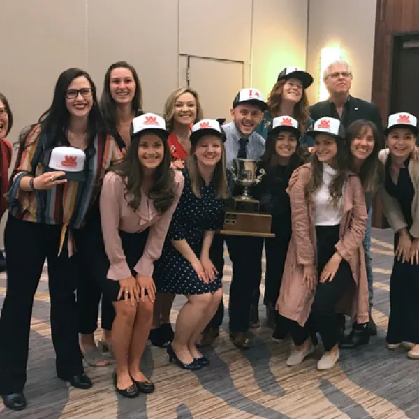 Front Row (left to right): Meredith Wilkins, Claire Monkman, Megan Parker, Ellie Wnek, Mary Ado, Koriana Blevins, Morgan Smith, Annelise Meador. Back Row (left to right): Rachel Hughes, Taylor Agathen, Brock Johnson, Lea Behling, Dave Ballengee.