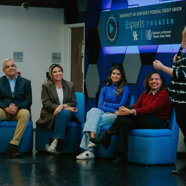 Left to right: Venezuelan journalists Jose Carroz, Lorena Criollo, daughter Sofia, translator Mei Rivas Estanga, Allyson DeVito