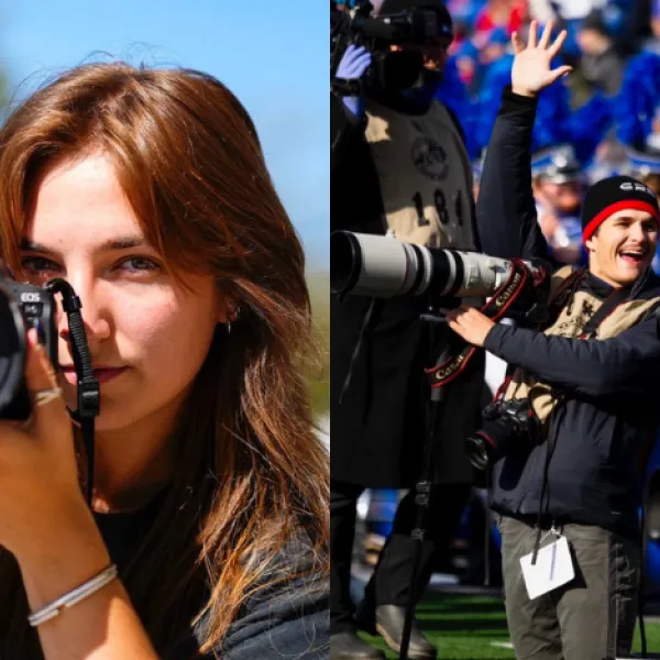 Senior journalism students Abbey Cutrer, left, and Matthew Mueller. Photos provided.