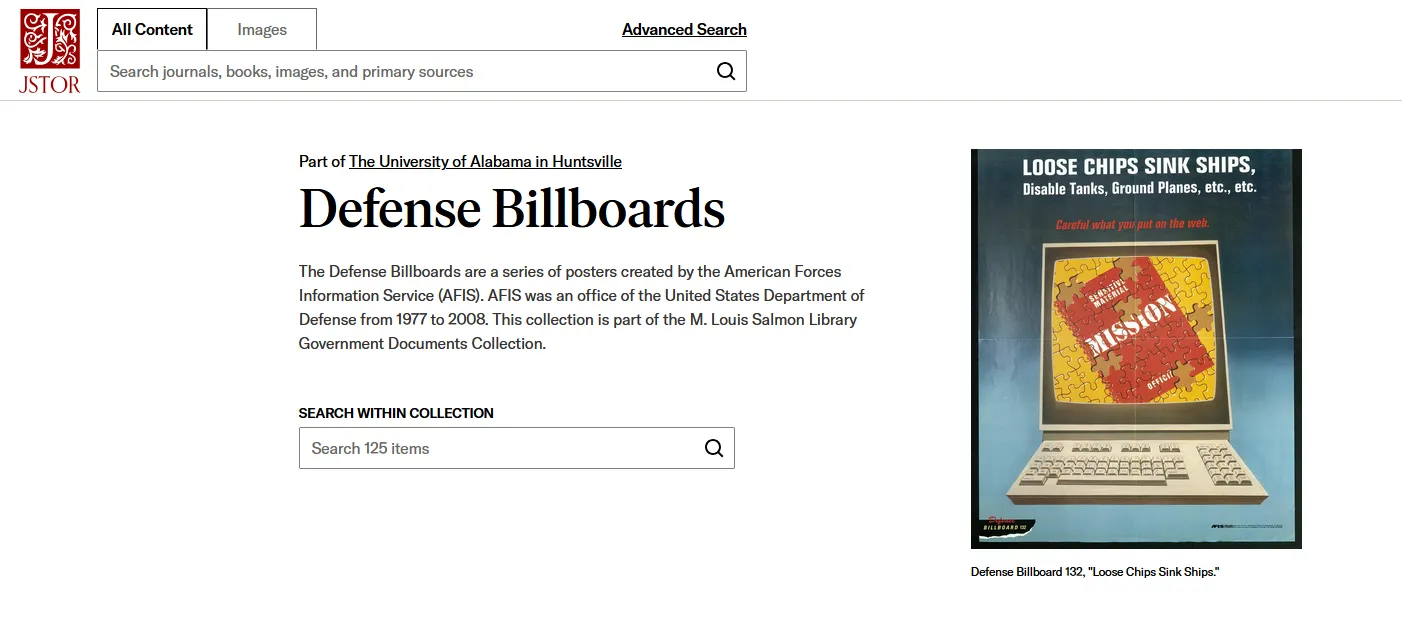Image of JSTOR Defense Billboards site